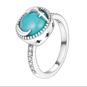2023 New Design Moon Star Special Turqoise Silver Ring Luxury Jewelry